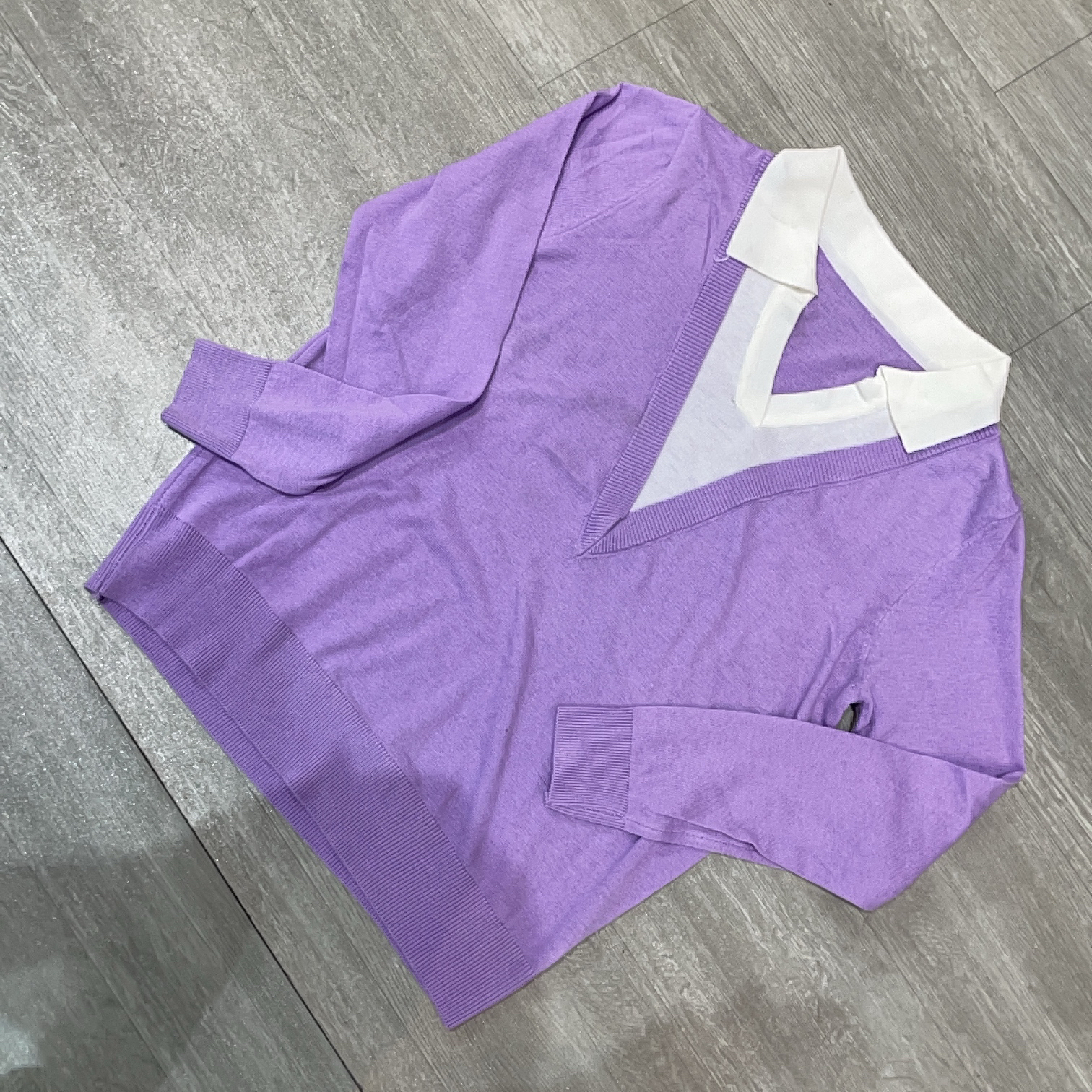 翻领假两件时尚百搭薄款针织衫-果梓026