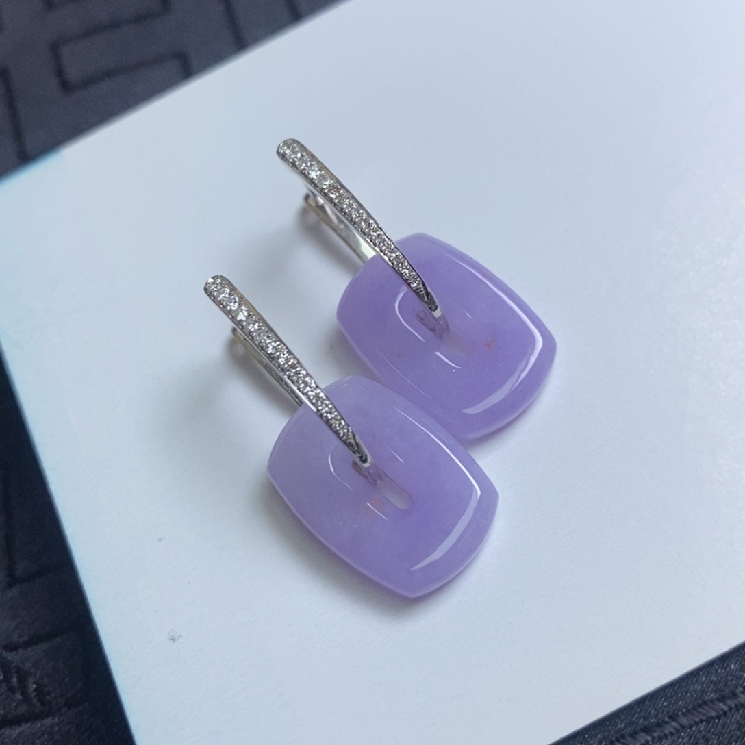 翡翠18K金镶嵌耳饰耳包➕紫方糖