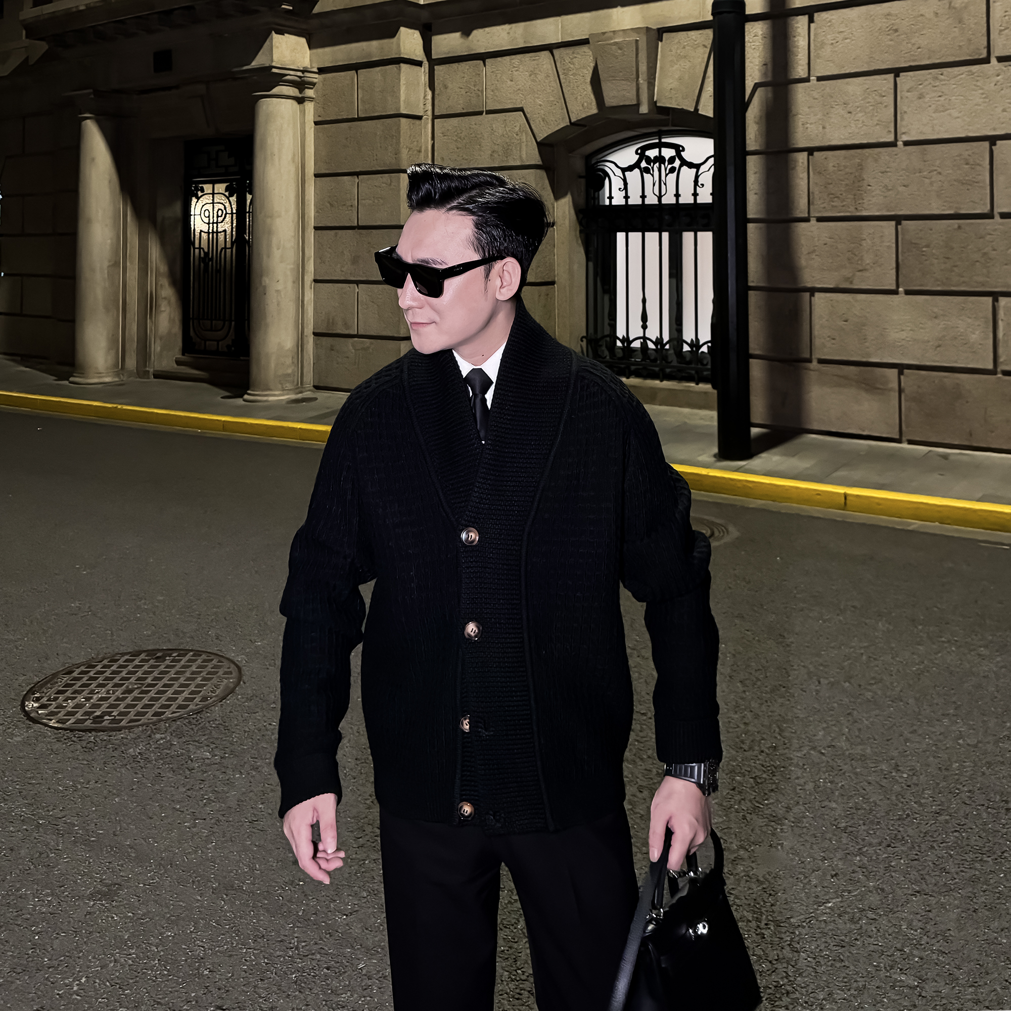 【DAIO ETHAN】【年中活动】英伦风加厚宽松针织外套纯色无领毛衣开衫