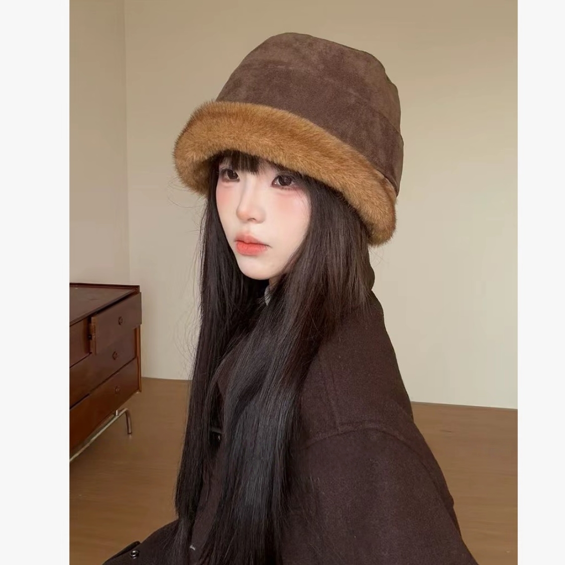 SUMMER PENGUIN麂皮绒加厚护耳渔夫帽女秋冬拍照女大头围蒙古帽子