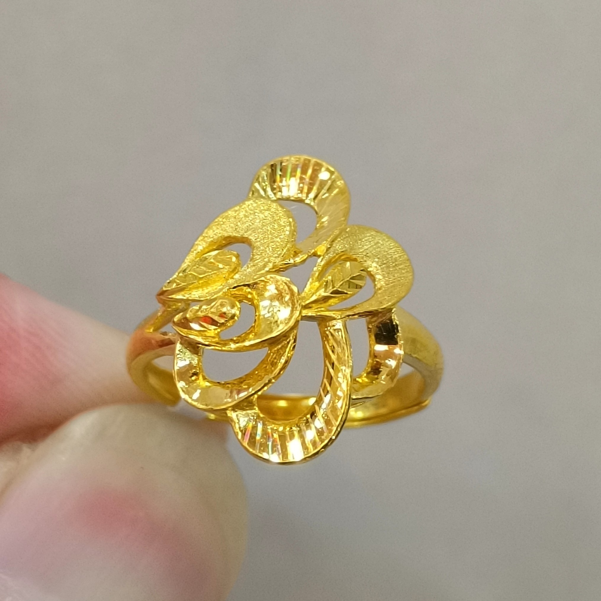 足金999黄金戒指活口实心凤尾花戒正品纯黄金新款时尚戒指3.92克