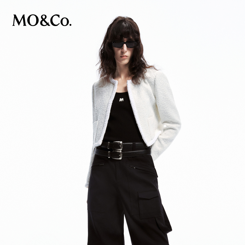 【赵老板专属】MOCO春箱型编织镶边粗花呢外套MBD1COTT12