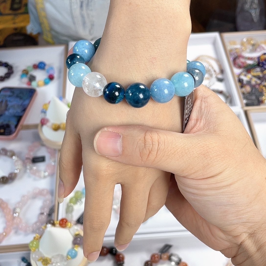 水晶手链银S925镀金镶嵌