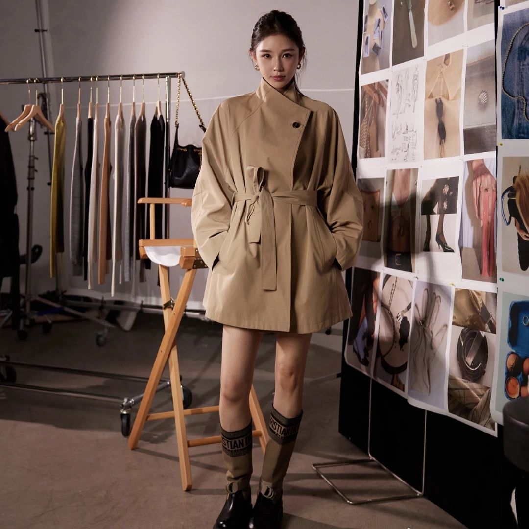 【当天发+运费险】大翻领廓形风衣外套秋季新款宽松复古休闲JD991