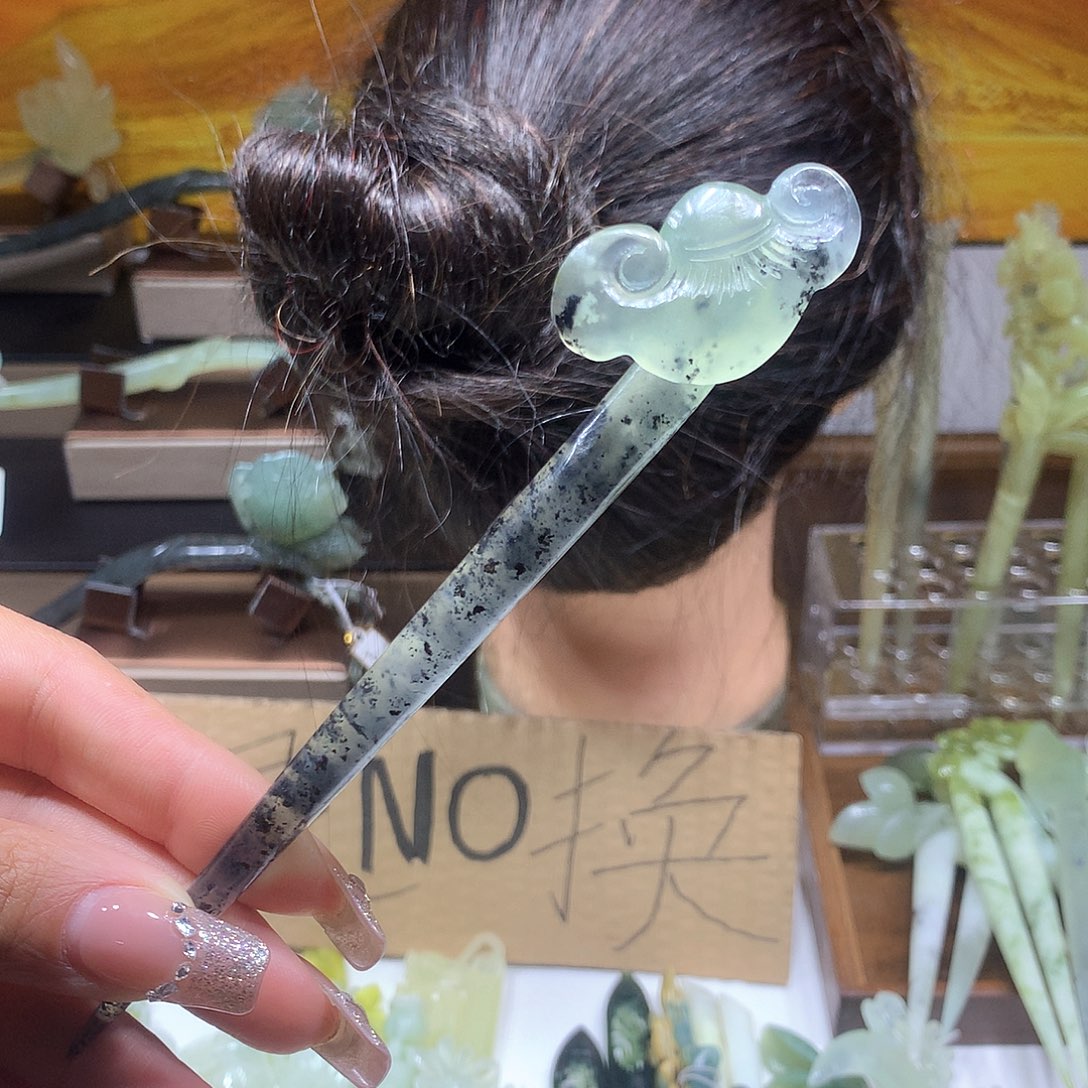 蛇纹石玉合金发饰