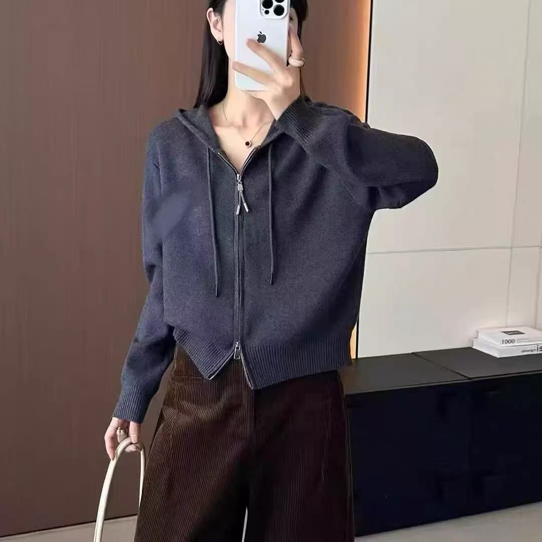 时尚洋气百搭连帽毛针织衫秋冬款8782