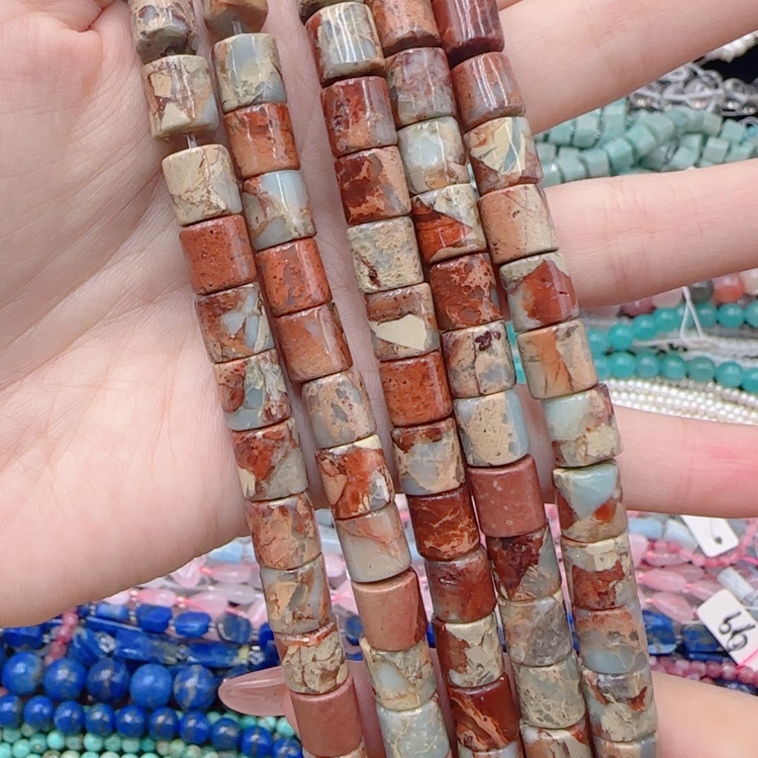 玛瑙/玉髓未镶嵌珠宝半成品原矿寿山石管珠一条卡8