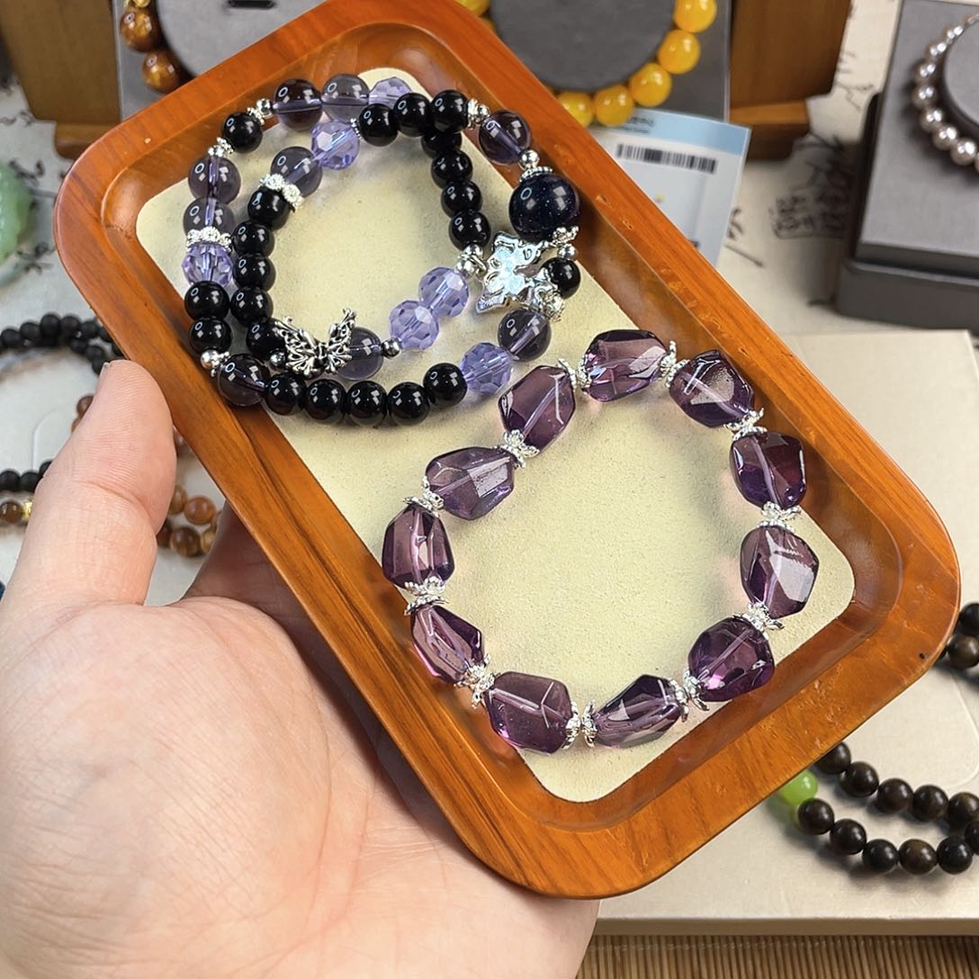 针钠钙石手饰银S925镀金镶嵌