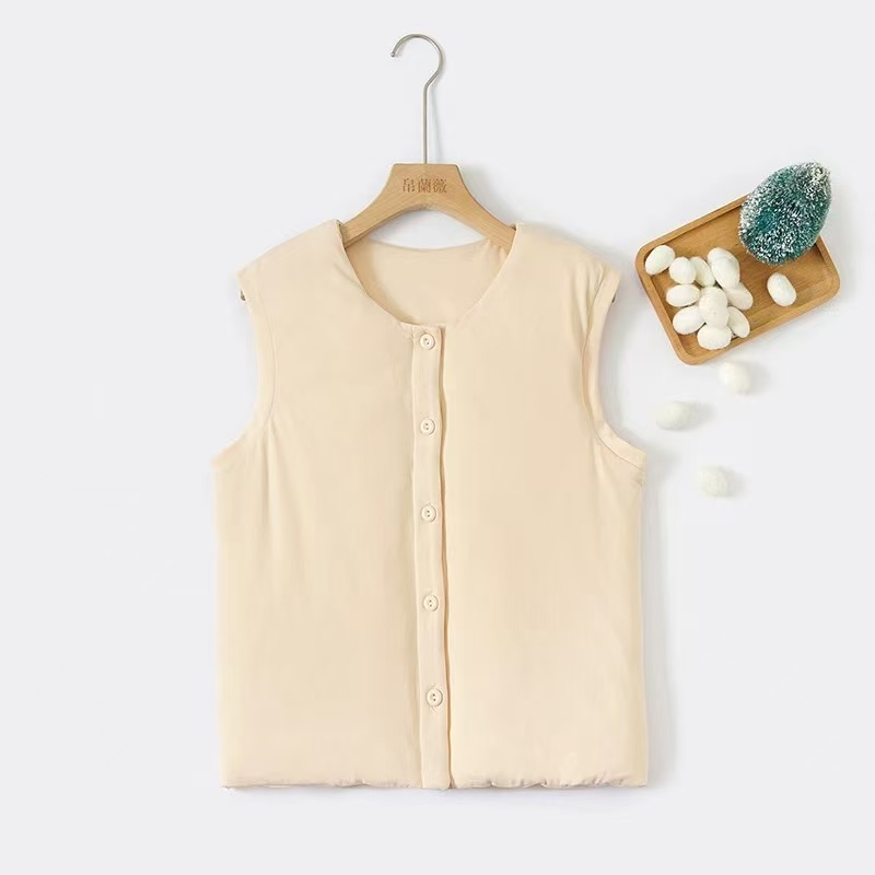 【非遗古法】【100桑蚕丝】女士时尚百搭外穿加厚领外套马甲