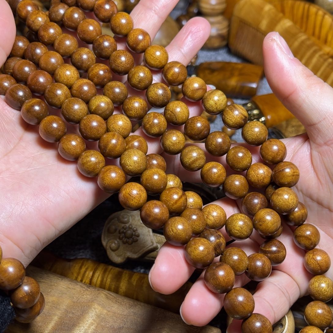 金丝楠枯木佛珠手链1.2