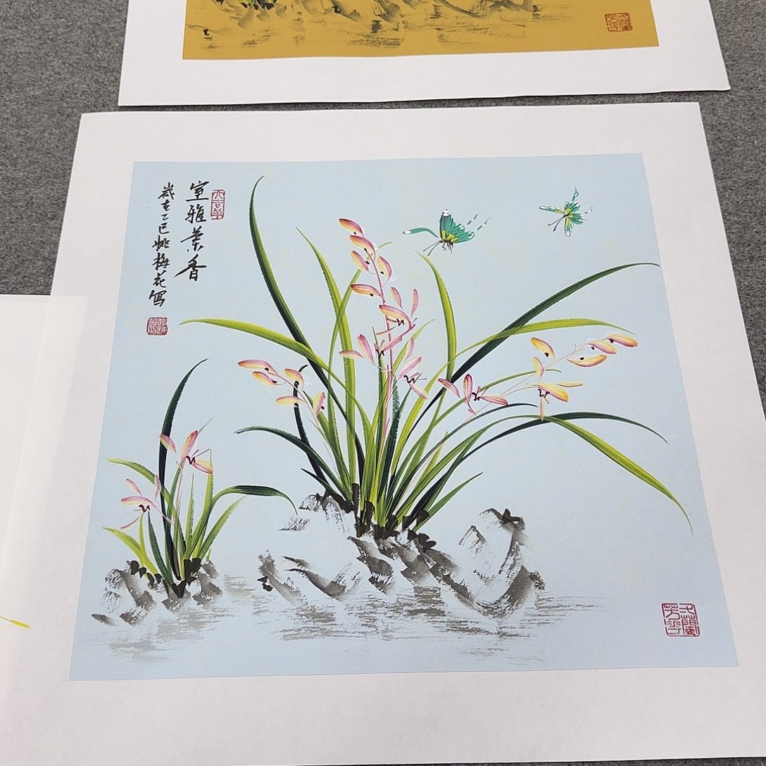 国画国画立体兰花作品