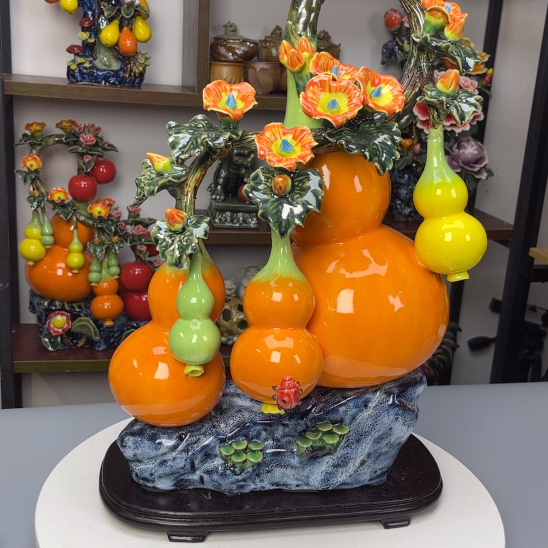 陶瓷五福临门葫芦长30高48