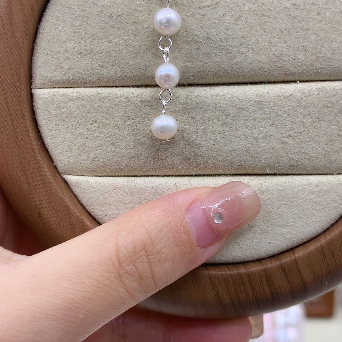 耳饰银S925镶嵌淡水珍珠
