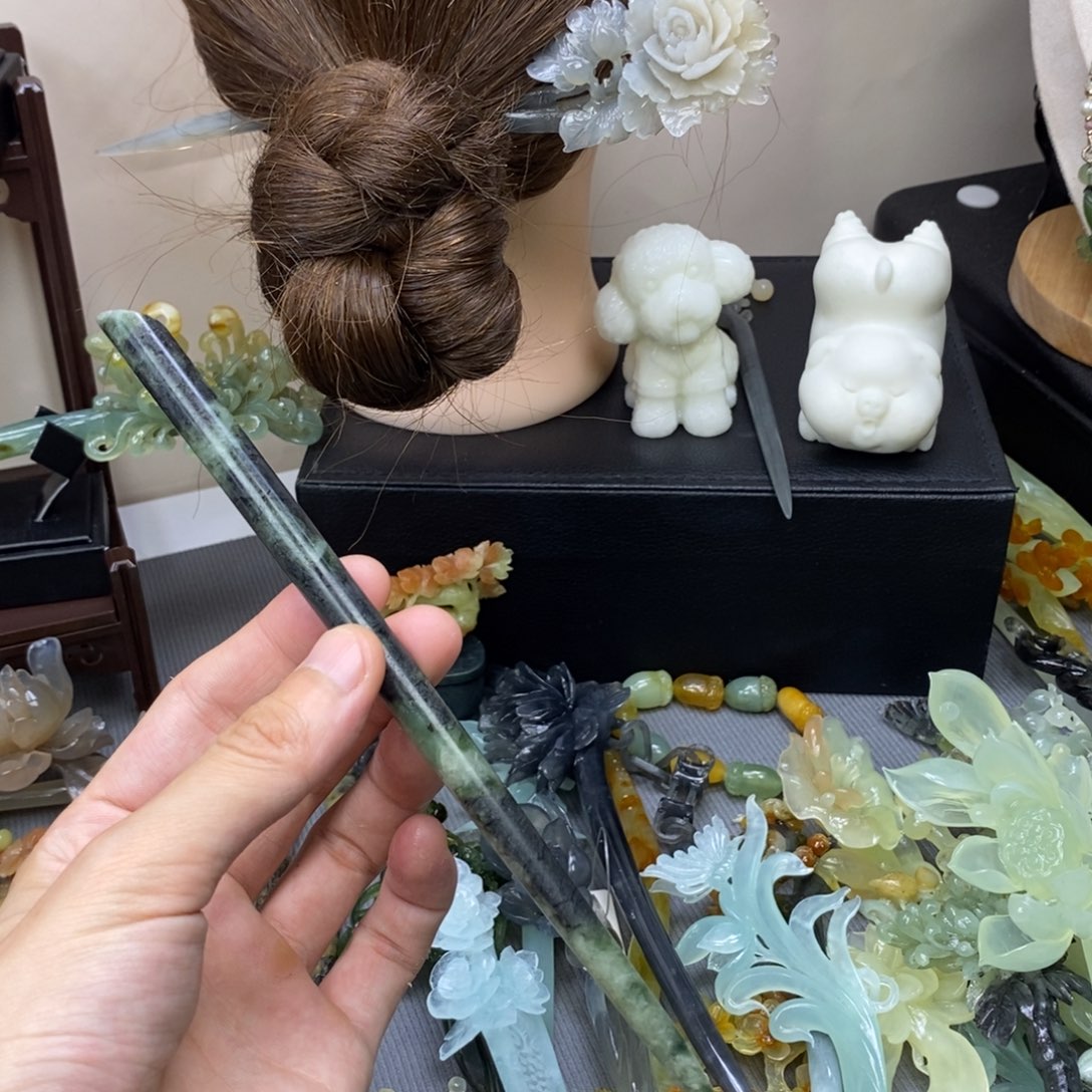蛇纹石玉合金发饰