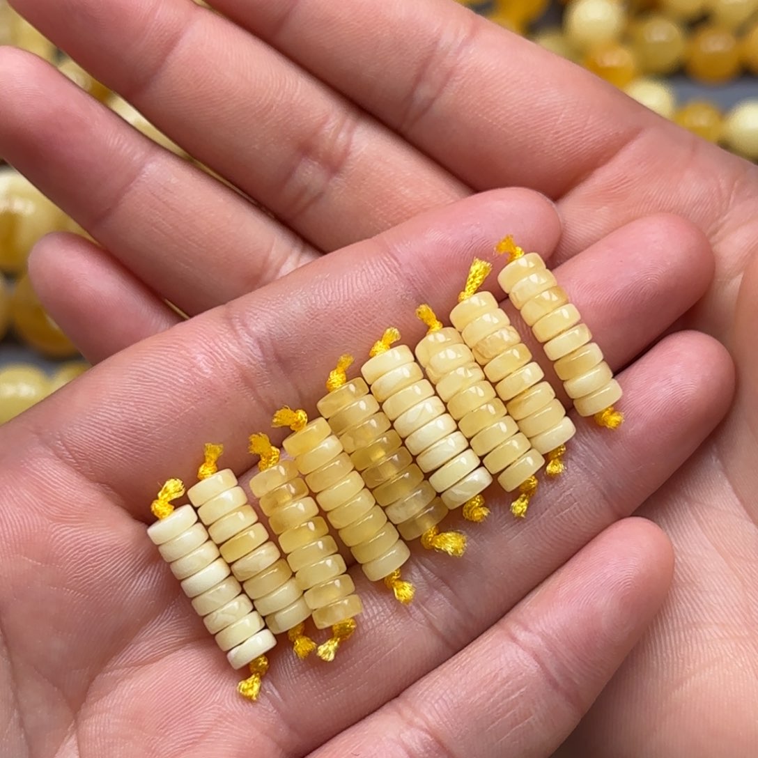 琥珀珠宝奇石未镶嵌精工蜜蜡隔片6mm