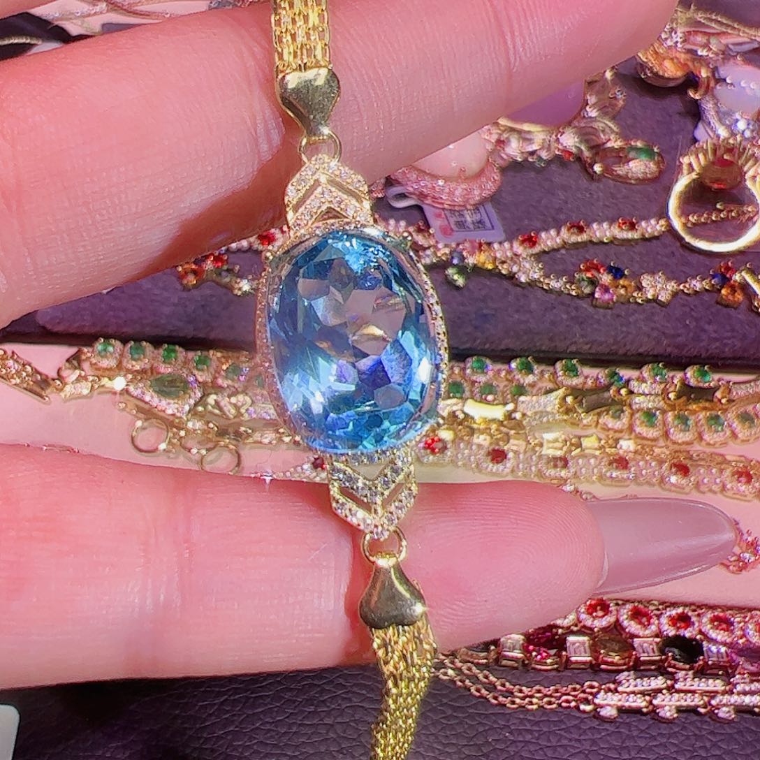 托帕石手链银S925镶嵌