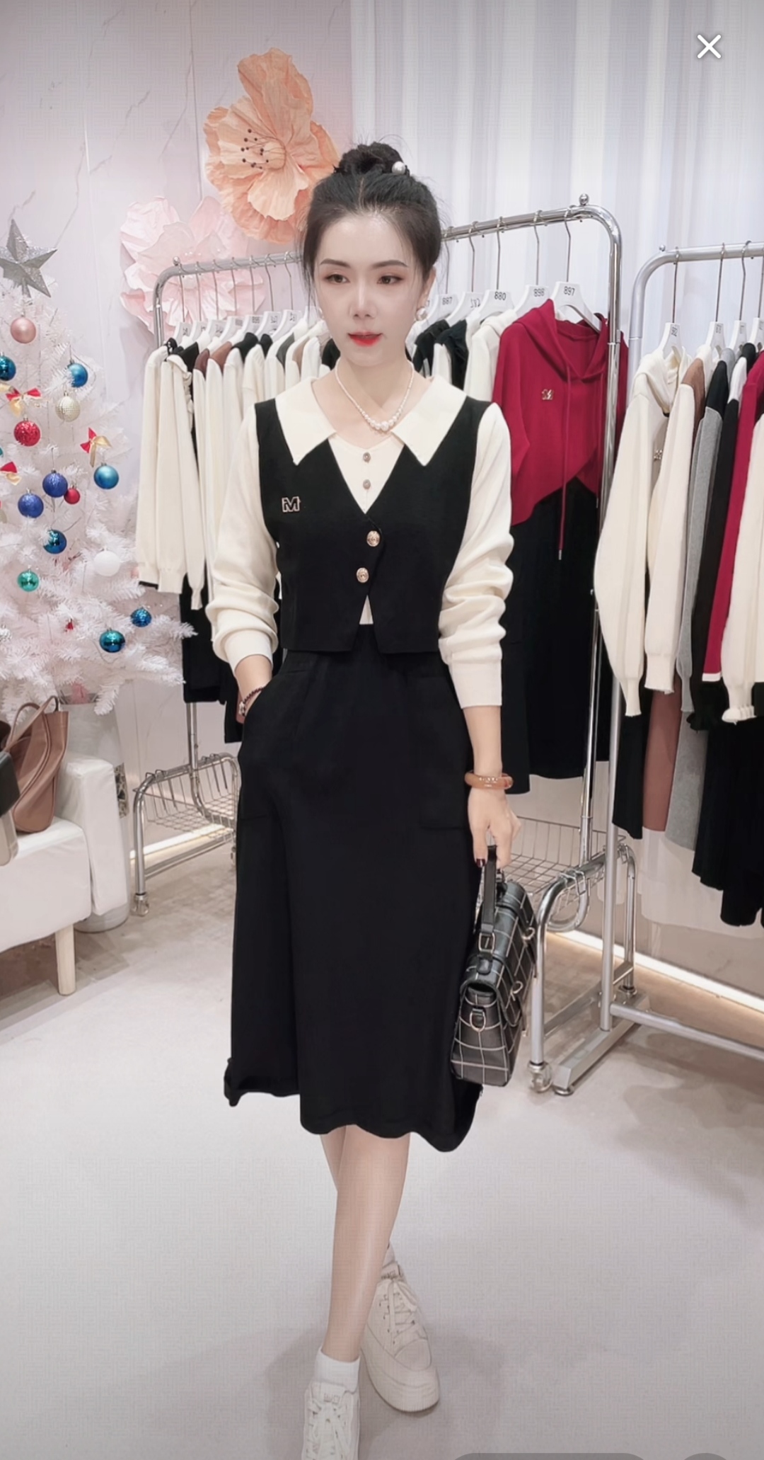 【编码981】运动休闲假两件长袖 2025女款爆款针织女连衣裙