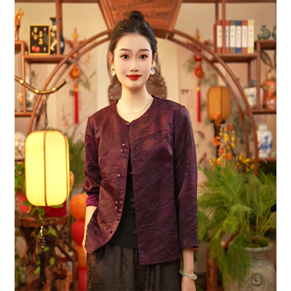 【董小姐-油丝绸】2025年新款真丝桑蚕丝香云纱锦油提花外套女