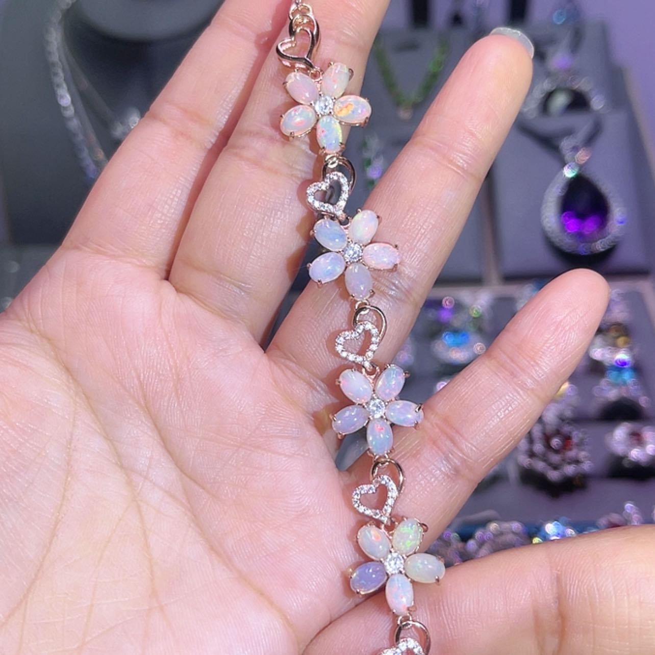 【闪购商品】欧泊手链银S925镶嵌手链