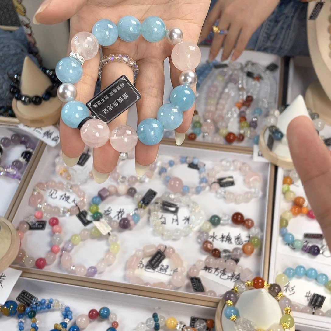 水晶手链银S925镀金镶嵌