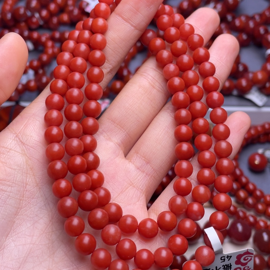 南红玛瑙未镶嵌其他6➕顶级保山柿子红满肉佛珠