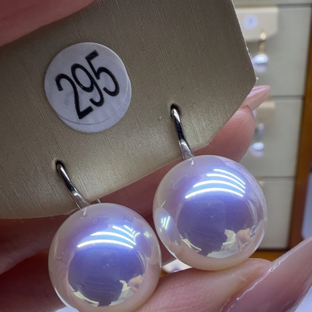 银S925镶嵌淡水珍珠耳饰