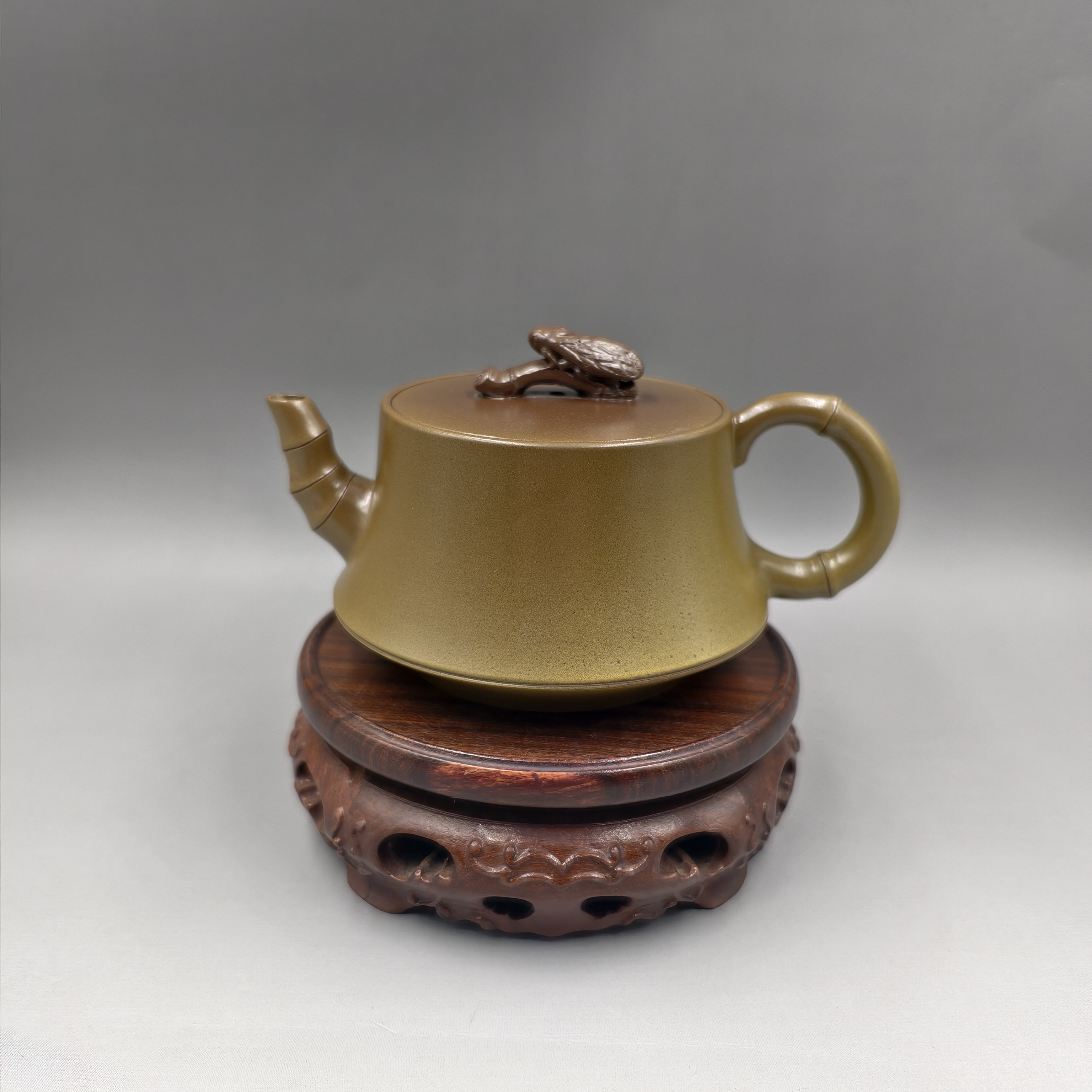 坭兴陶手工精品泡茶壶 柴电烧制 蝉扭 一鸣惊人