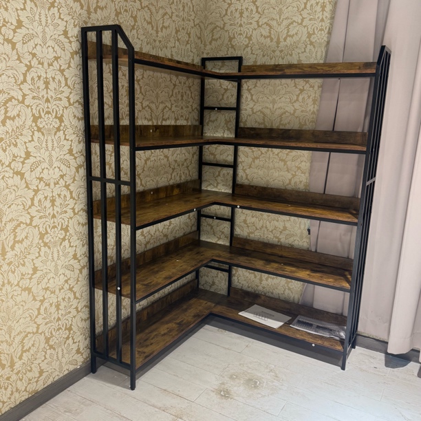 110*120*30*180cmL型转角书架5层家用收纳架书柜储物架钢架层架