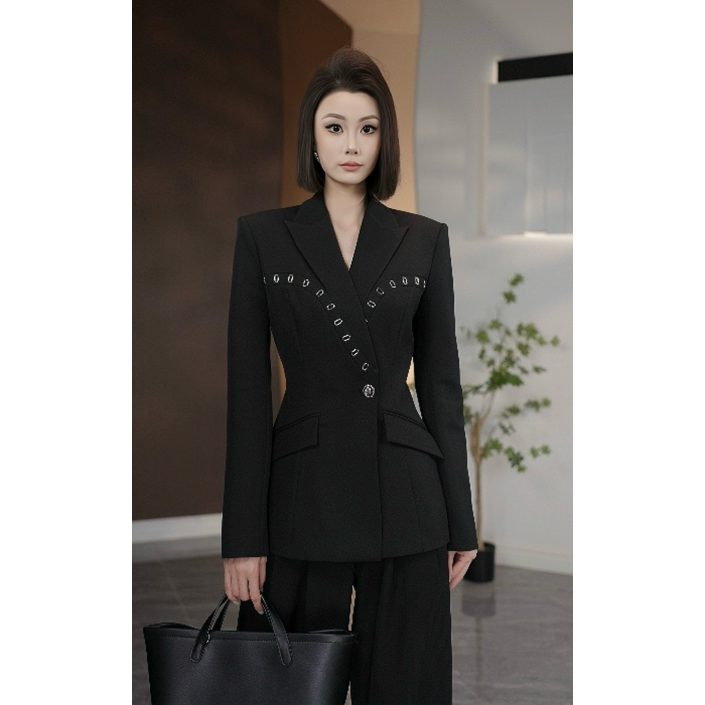 琦哥【时装周】原创小众设计收腰时尚职场穿搭春秋西装外套35400