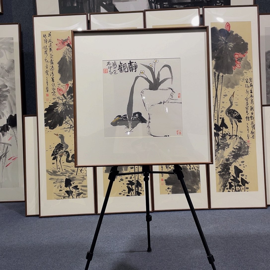 国画手绘作品带框