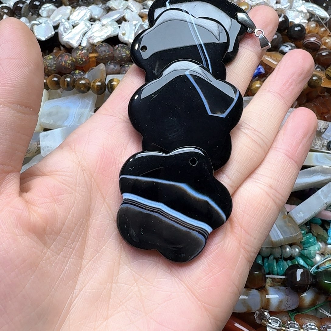 玛瑙/玉髓合金珠宝半成品一个42m蚕丝玛瑙吊坠