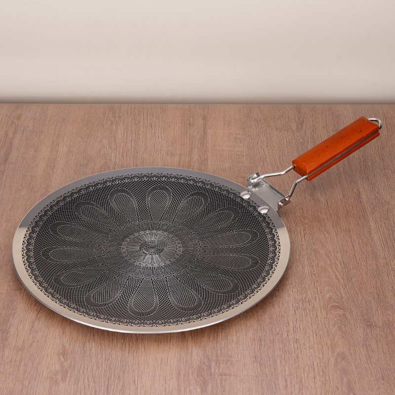 【德国精工】316L不锈钢木柄折叠烤盘 家用无涂层特厚不粘导热快