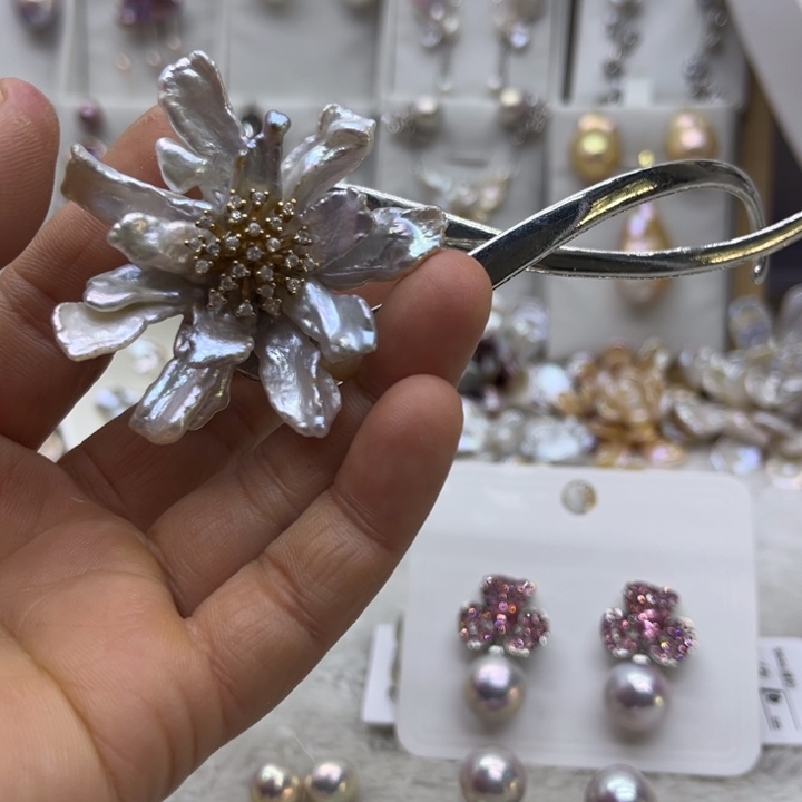 淡水珍珠耳饰银S925镶嵌