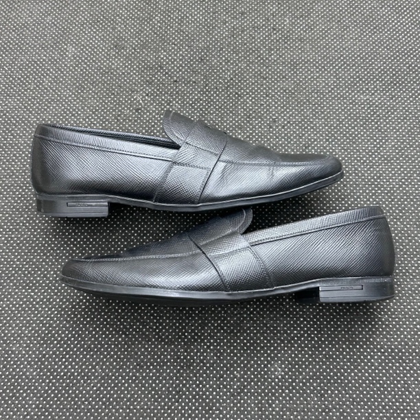 95新 Prada/普拉达 40.5码 26cm 普拉达 黑色 一脚蹬 商务 皮鞋