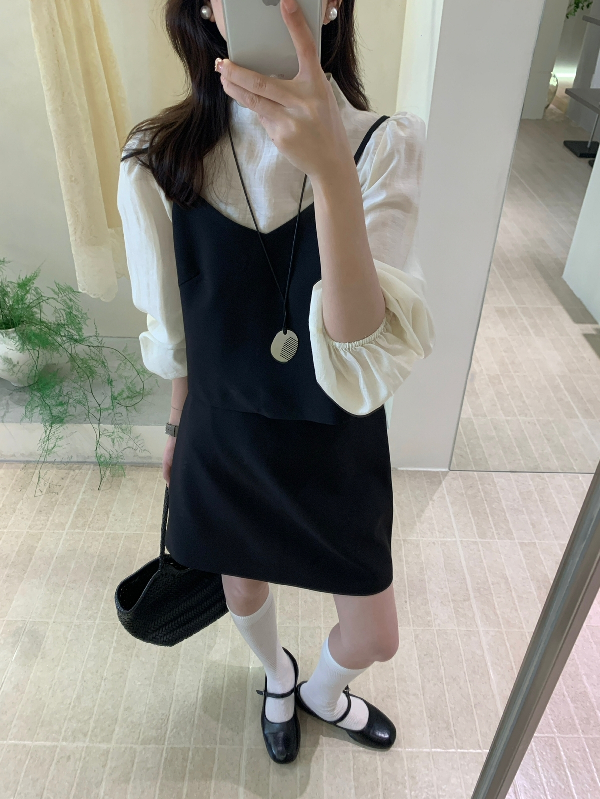 FY 韩系简约TianSi衬衫+吊带背心+松紧腰半身裙三件套套装  