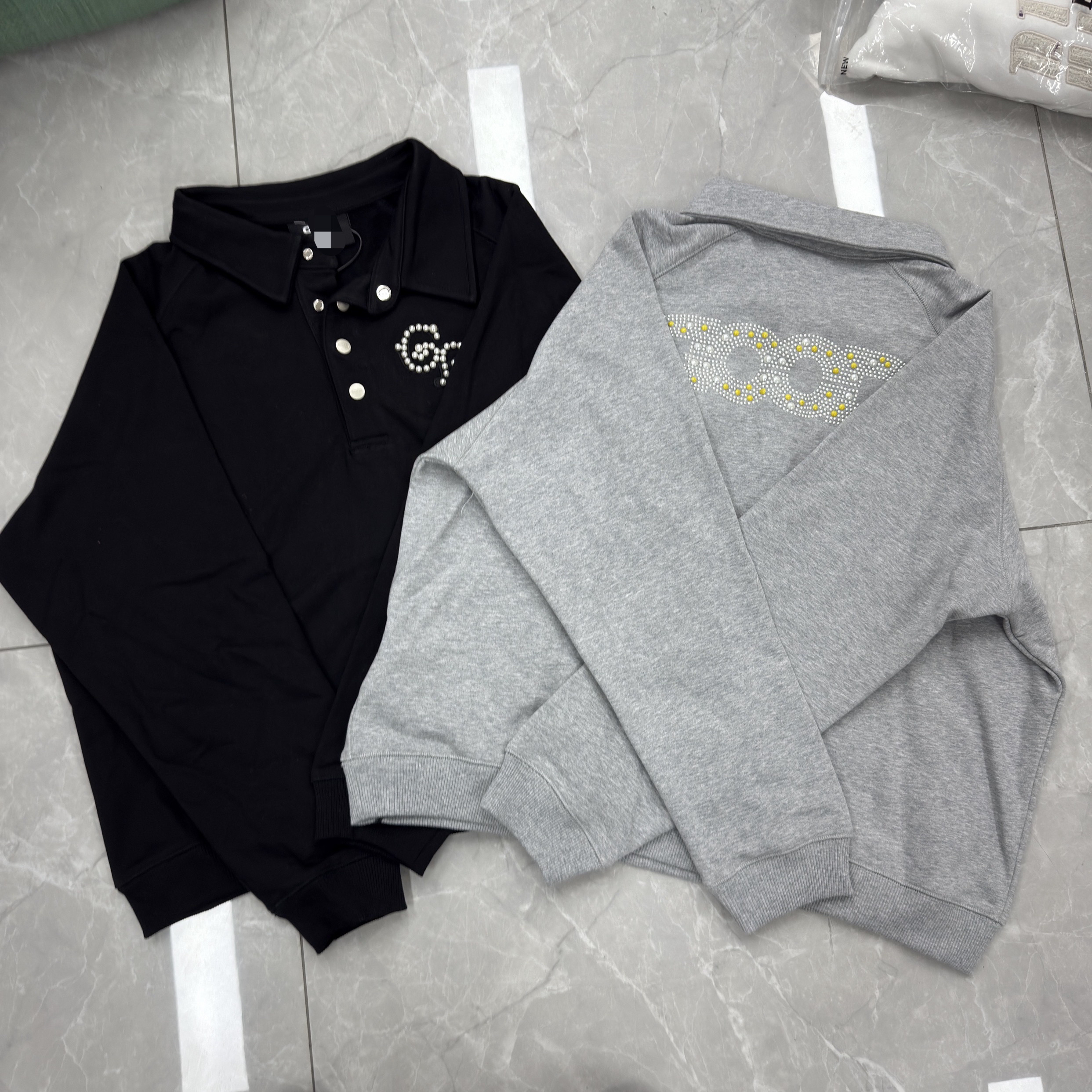 g家重磅珍珠polo长袖卫衣