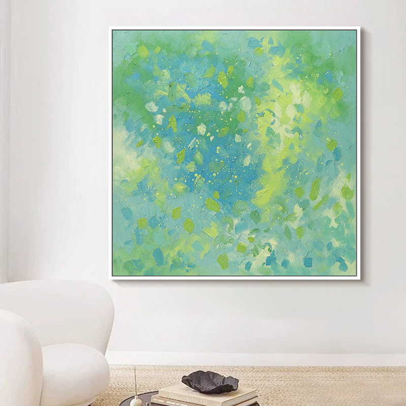 忒派高级感艺术抽象手绘油画《春境》极简客厅背景墙挂画走廊壁画