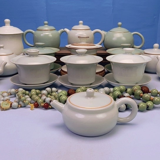 壶仿古月白汗瓦壶原矿原釉原产地