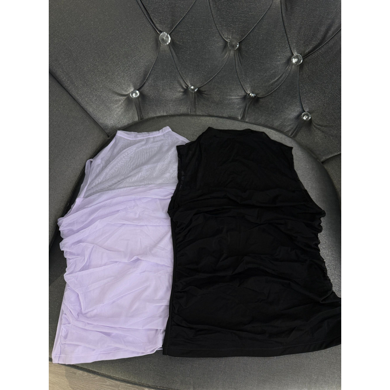 ss紫 黑 网纱 女装运动背心修身型瑜伽高领网纱无袖上衣