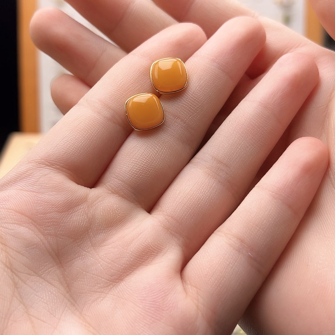 银S925镶嵌和田玉耳饰