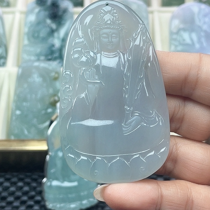 颈饰未镶嵌翡翠1天然缅甸翡翠A货虚空藏菩萨