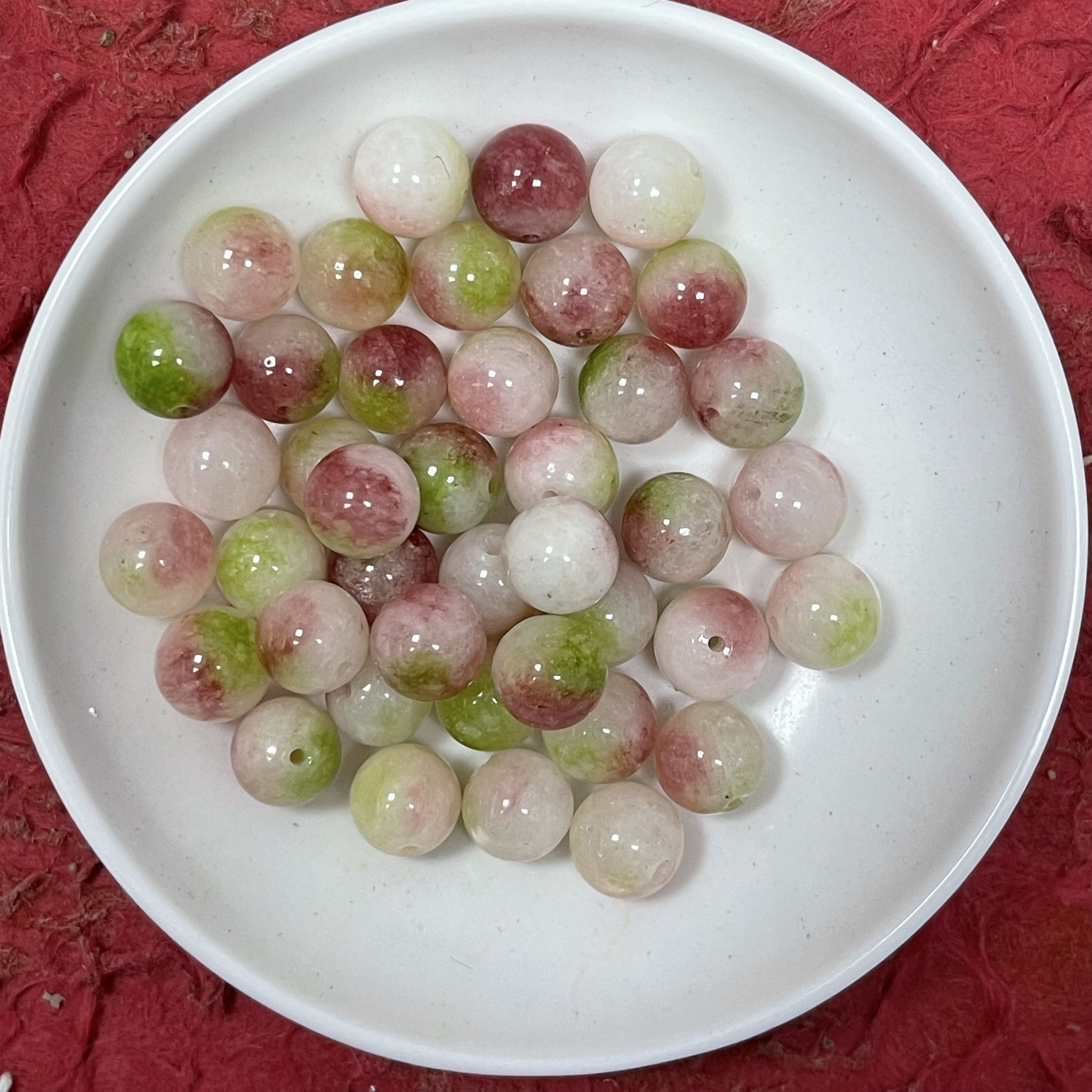 天然珠宝玉石 盐源水蜜桃散珠Y1381  14MM  7颗（赠弹力绳）