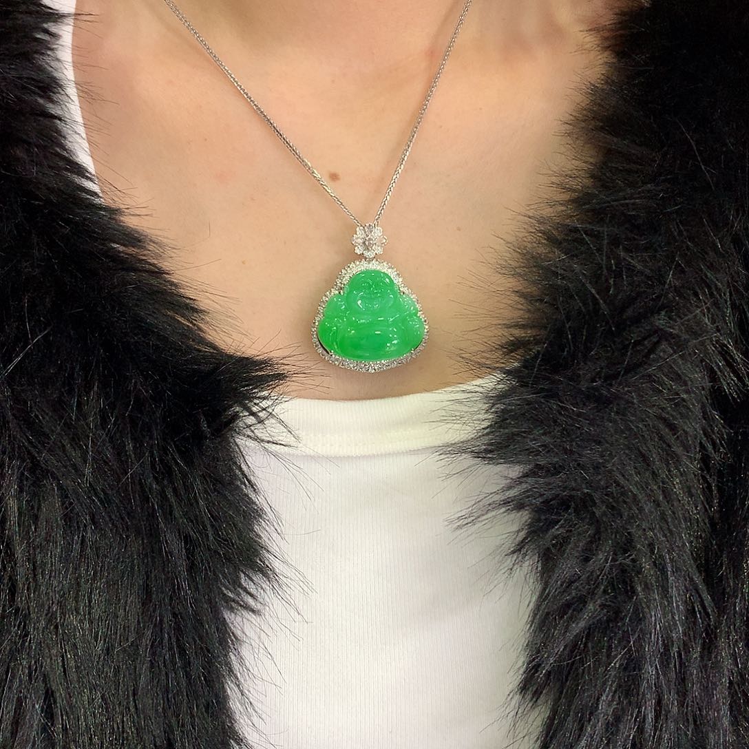 翡翠18K金镶嵌颈饰