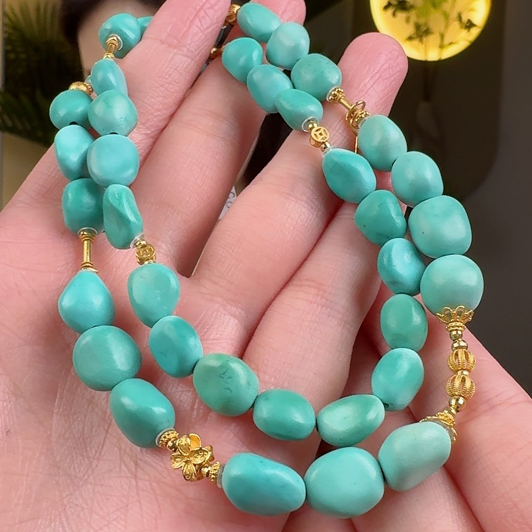 绿松石珠宝奇石18K金镶嵌