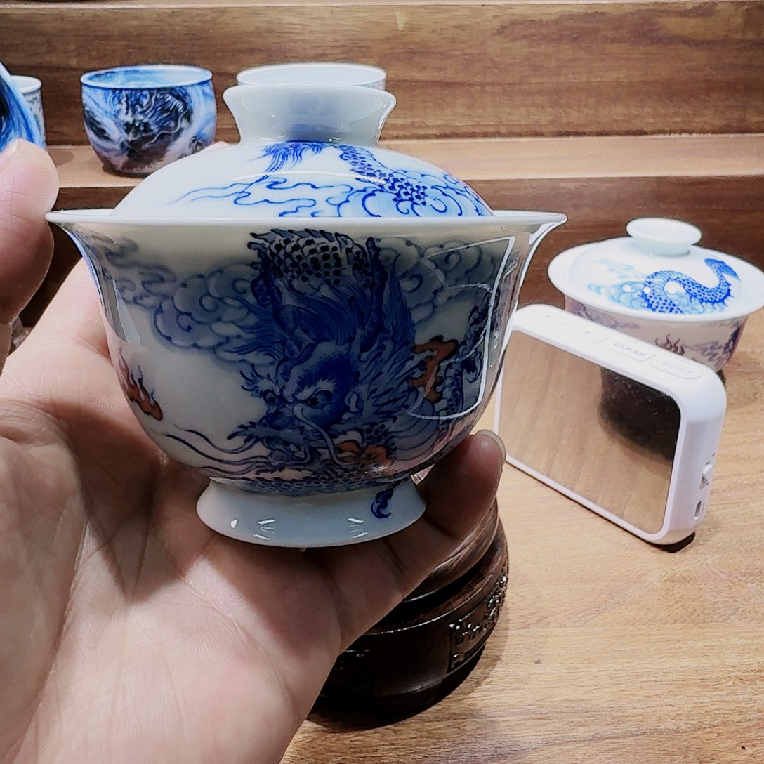 泥塑拉****员盖碗手工手绘