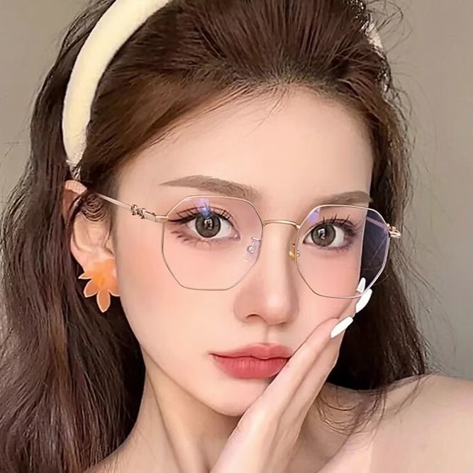 【纯钛、全钛N】网红时尚百搭潮流复古女款个性近视大框ins蓝光超轻