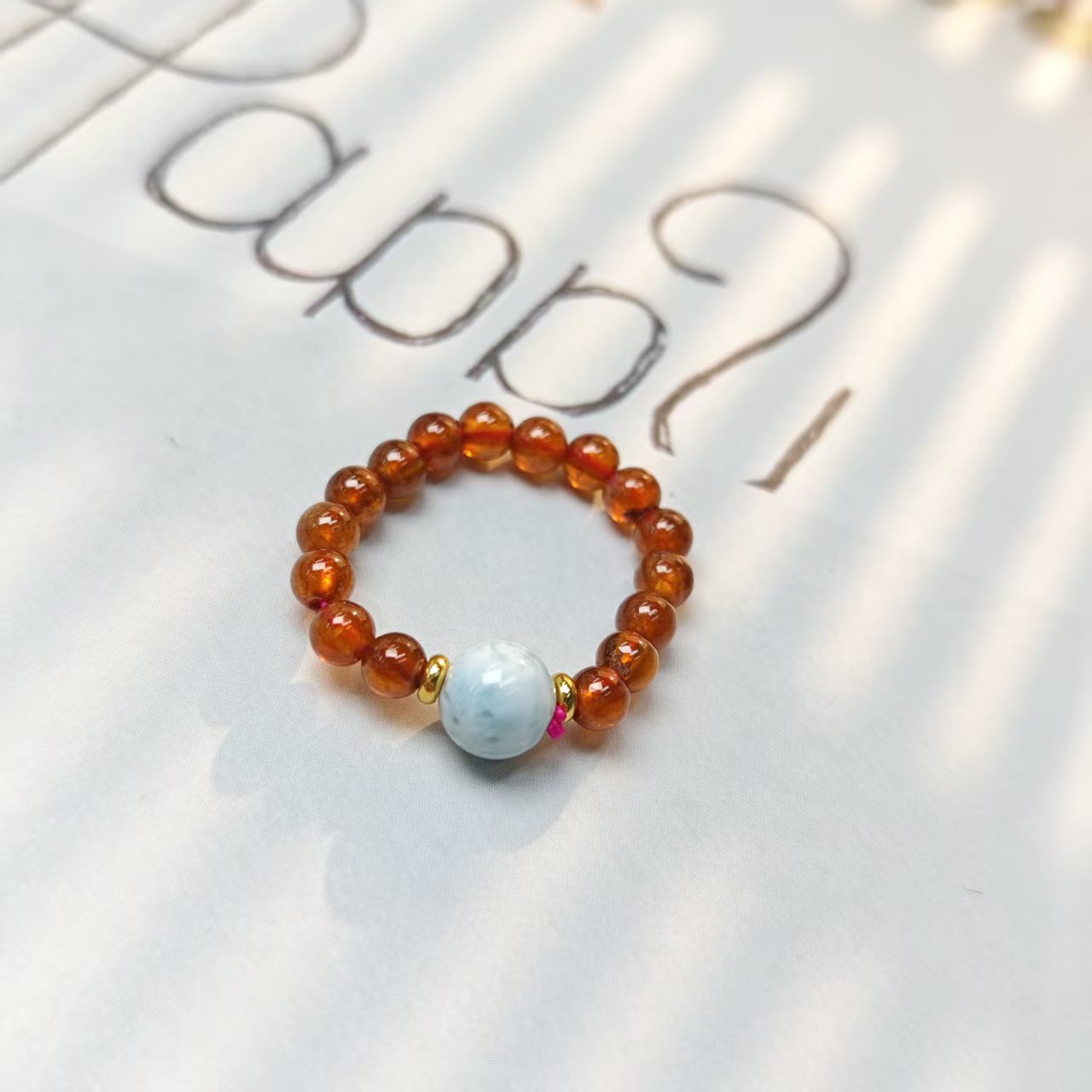 【你就是最美的】石榴石海纹石顶珠戒指3/6（多样发其一）YA08