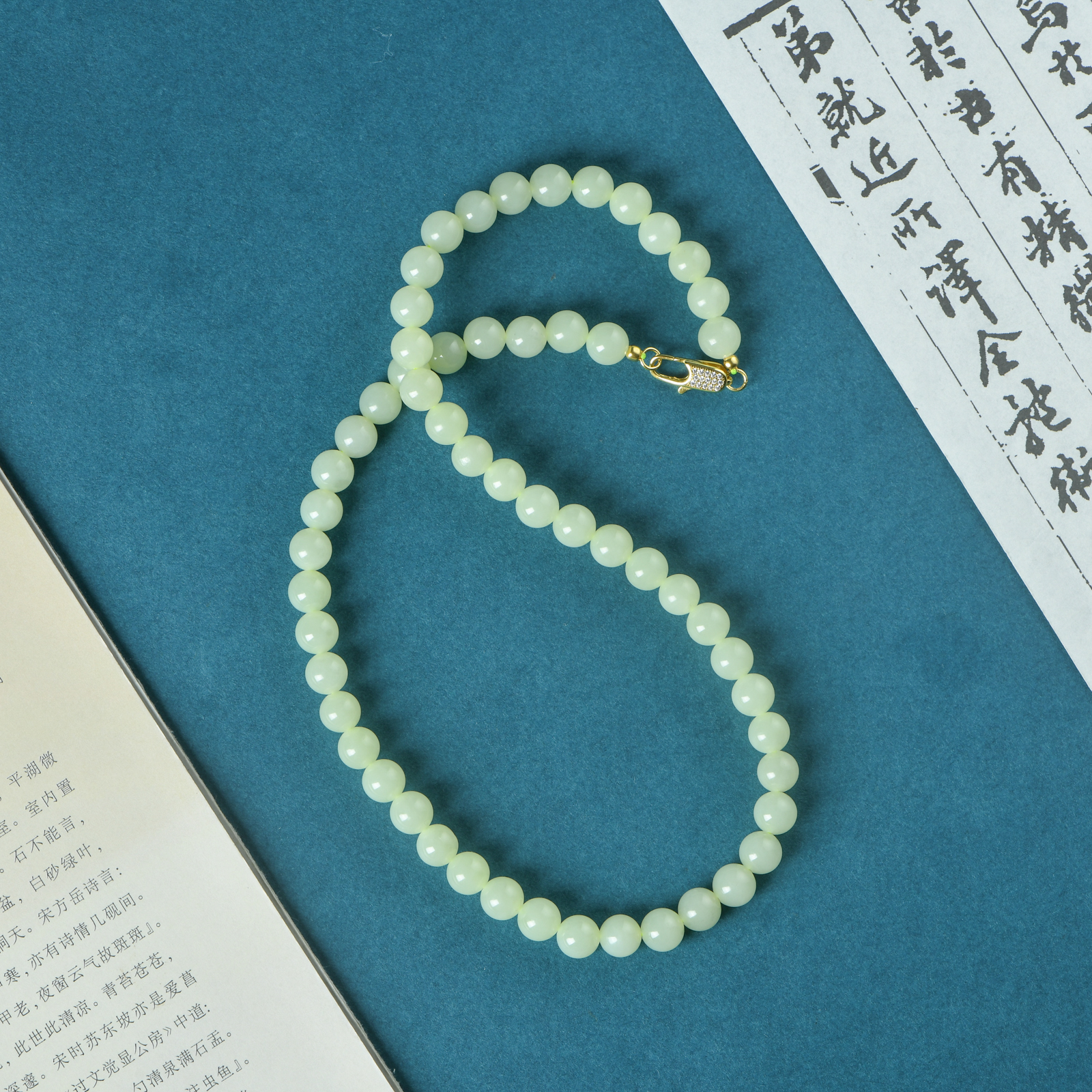 和田玉黄口料0.8妈妈链项链（S925银配饰）