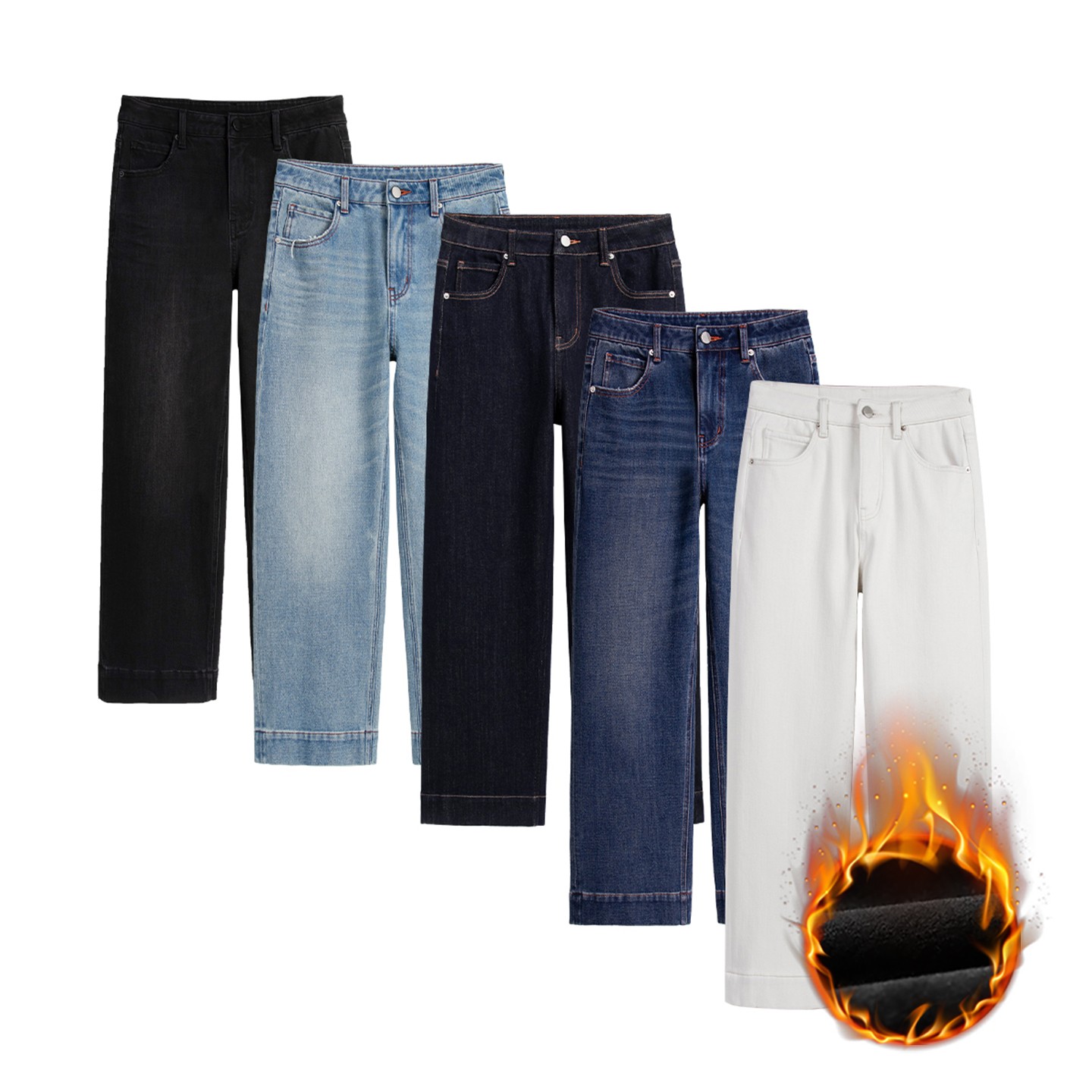 自媒体小个子女秋冬加绒高腰直筒牛仔裤窄版苹果型梨形身材838