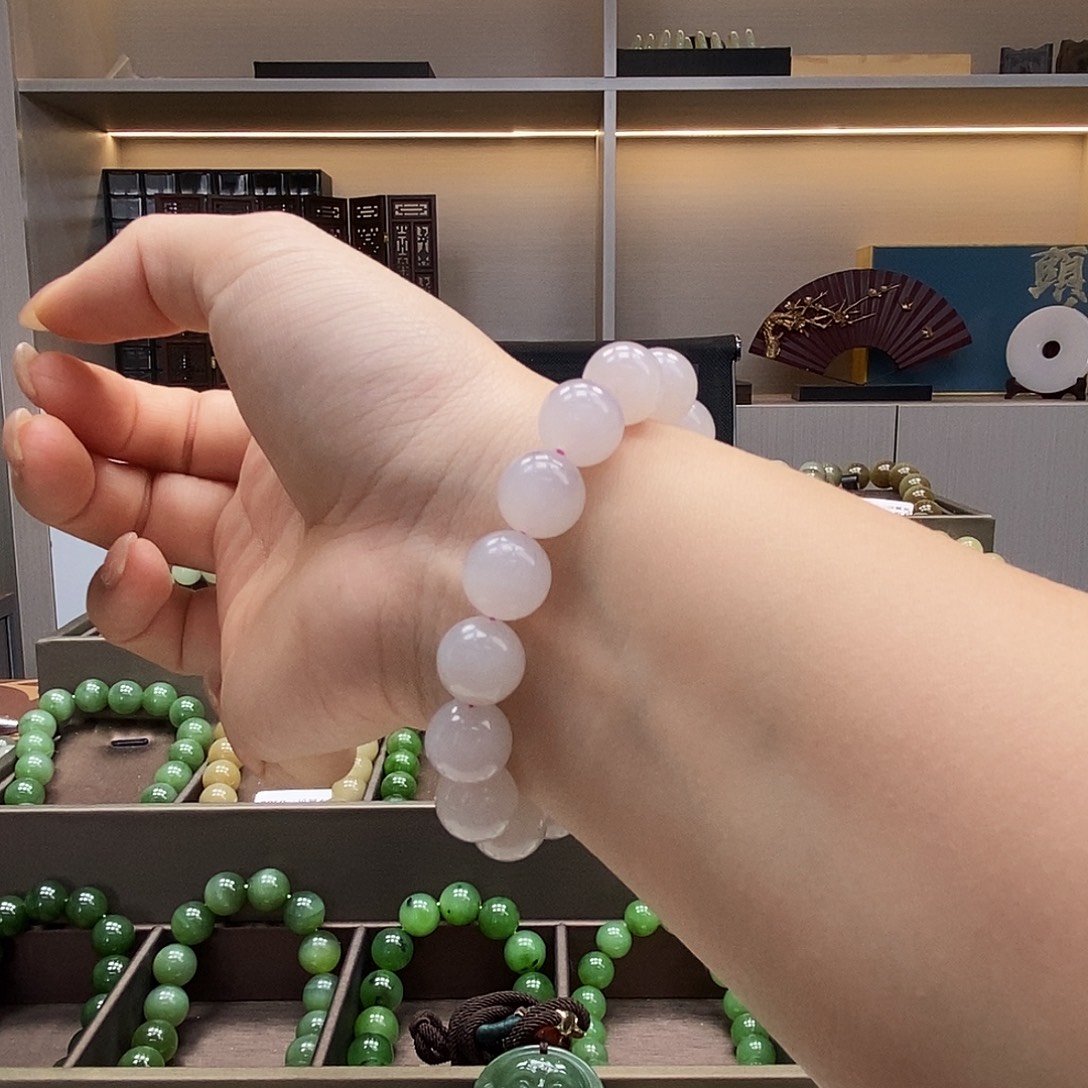 和田玉未镶嵌手串12藕粉